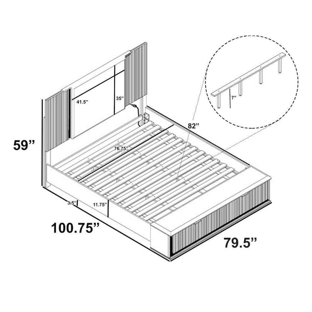 Eastern King Whiter Platform Bed Frame with LED on Headboard and Footboard.. Picture 3