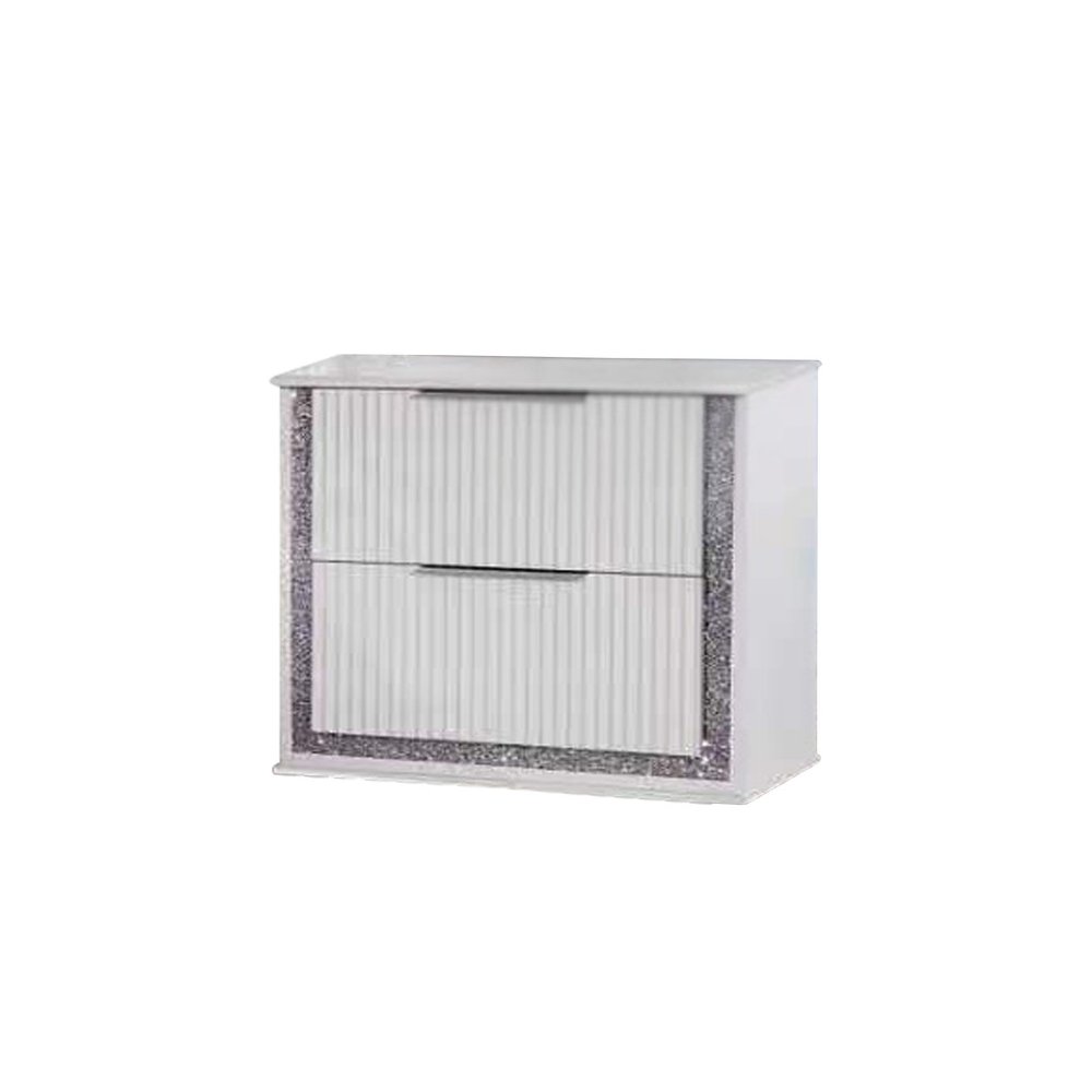 White 2 Drawers Nightstand. Picture 1