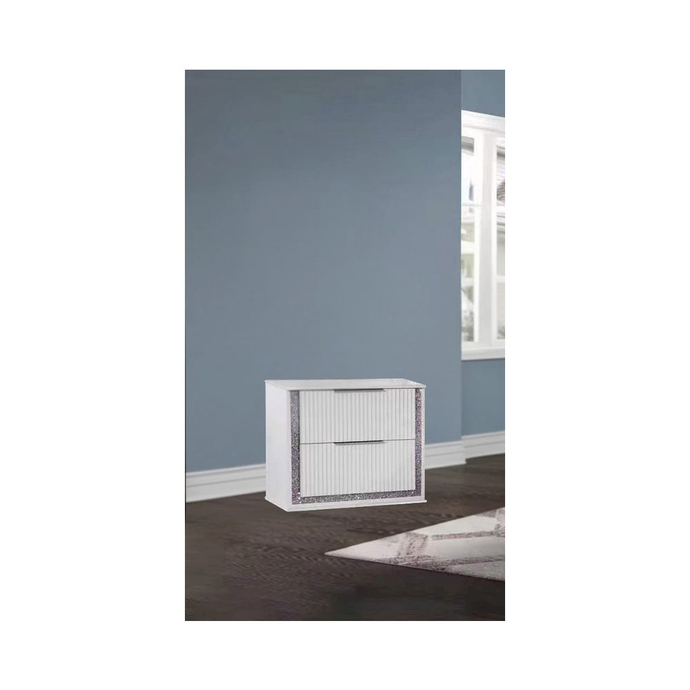 White 2 Drawers Nightstand. Picture 2