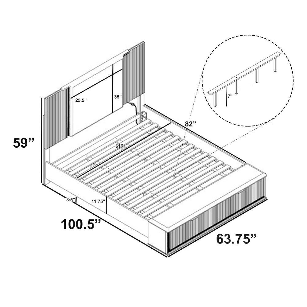 Queen Whiter Platform Bed Frame with LED on Headboard and Footboard. Picture 3