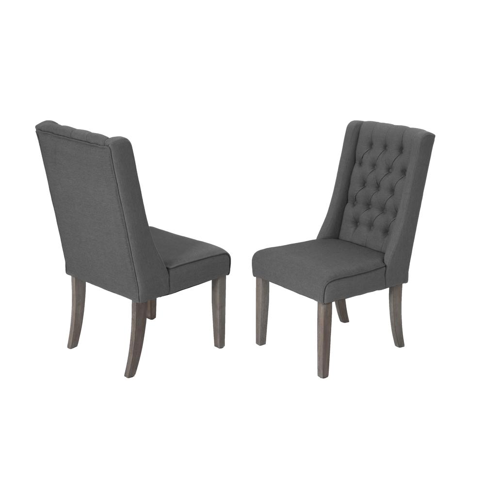 7 Piece Dining Set Extendable w/two 16"Side Leaves Extension & 6 Chairs in Dark Grey Linen. Picture 6