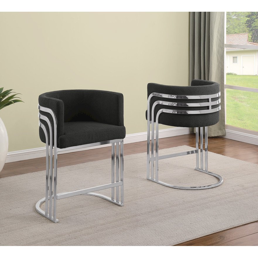 Best Quality furniture Black with silver barstool, Set of two. Picture 4