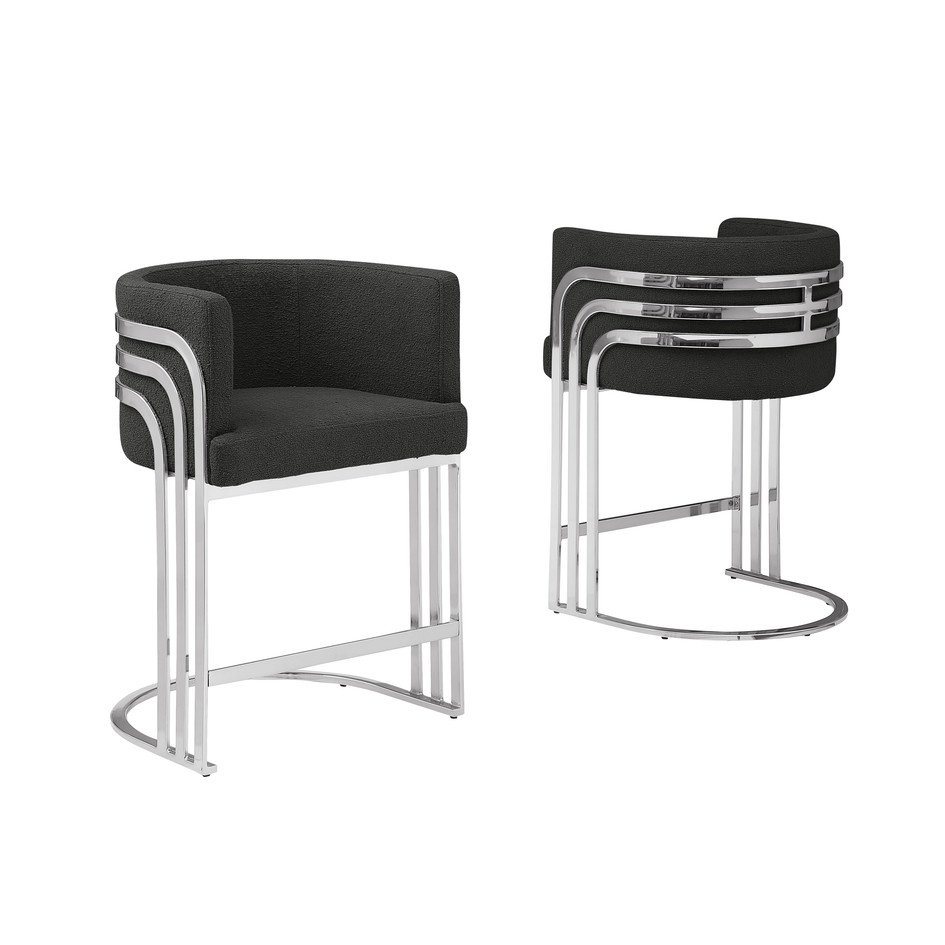 Best Quality furniture Black with silver barstool, Set of two. Picture 1