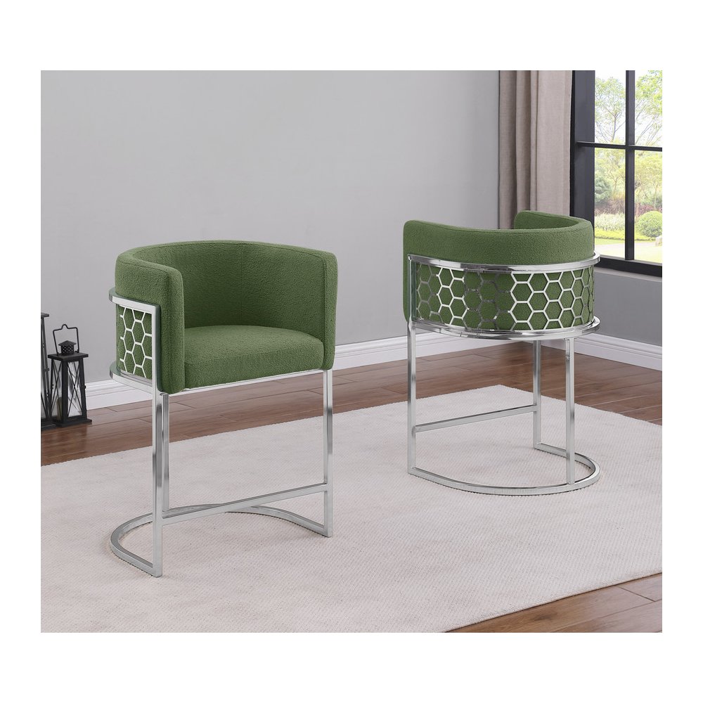 Green With Silver Barstool, Set Of One. Picture 4