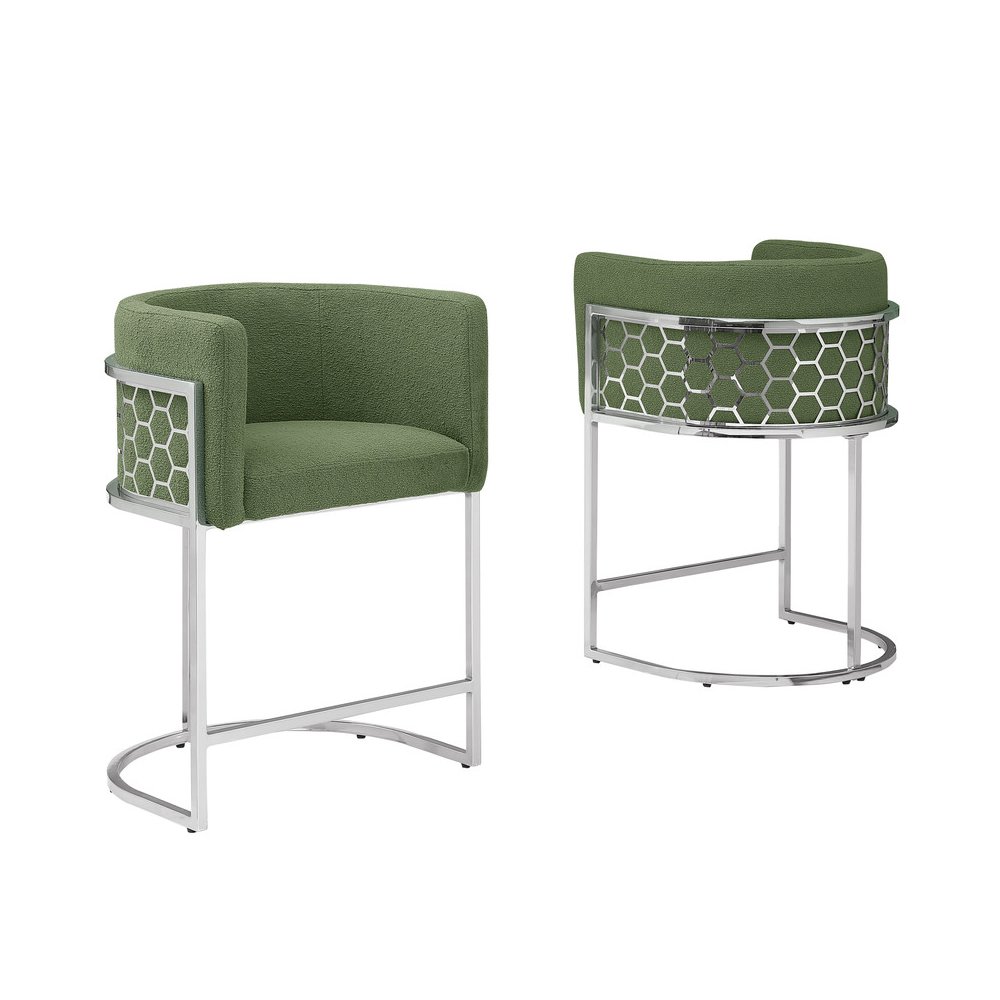 Green With Silver Barstool, Set Of One. Picture 1