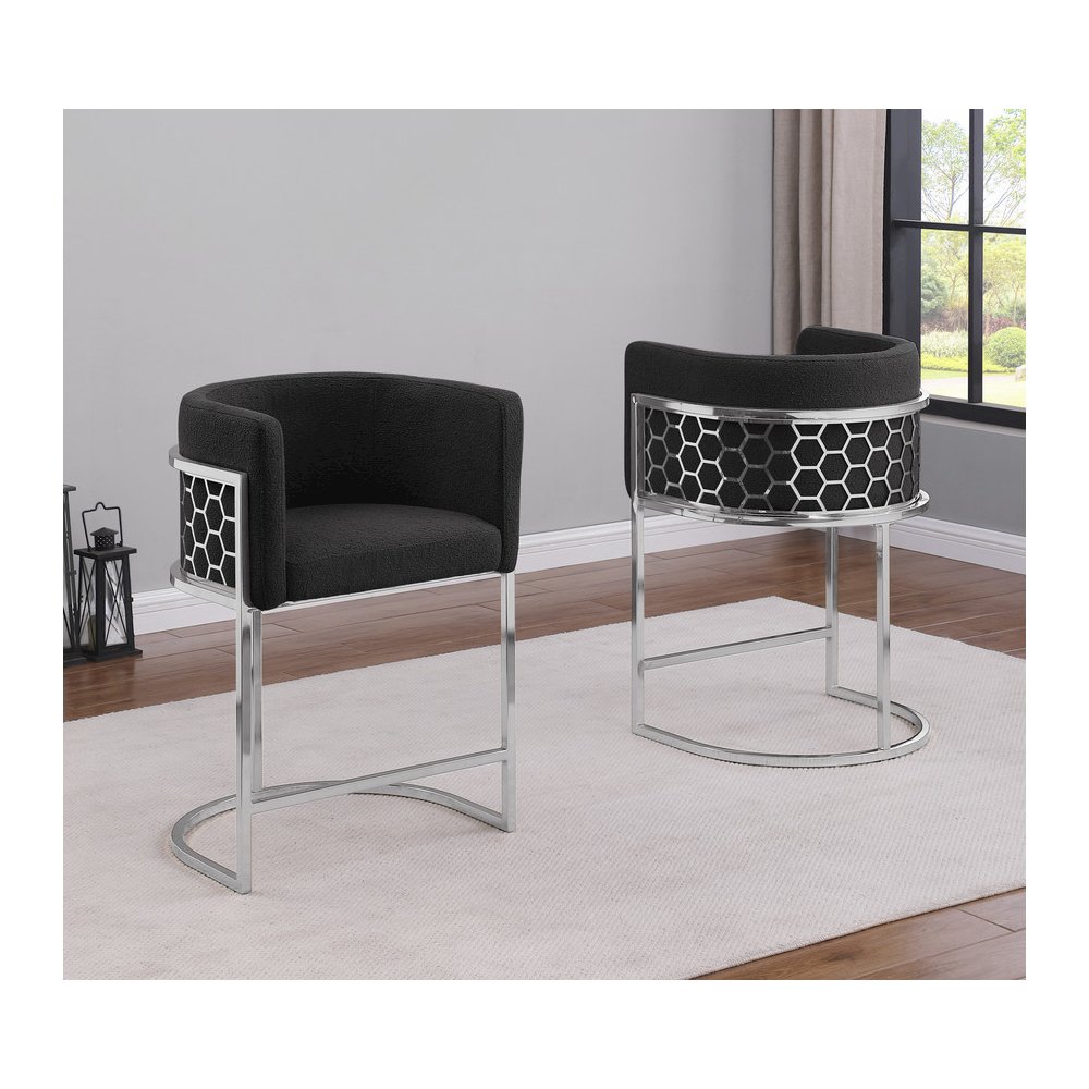 Black With Silver Barstool, Set Of One. Picture 4