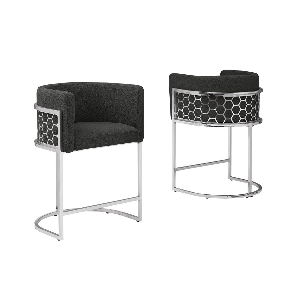 Black With Silver Barstool, Set Of One. Picture 1