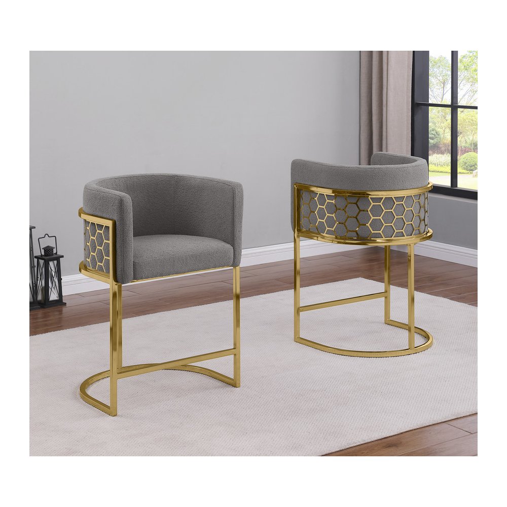Dark Grey With Gold Barstool, Set Of One. Picture 4