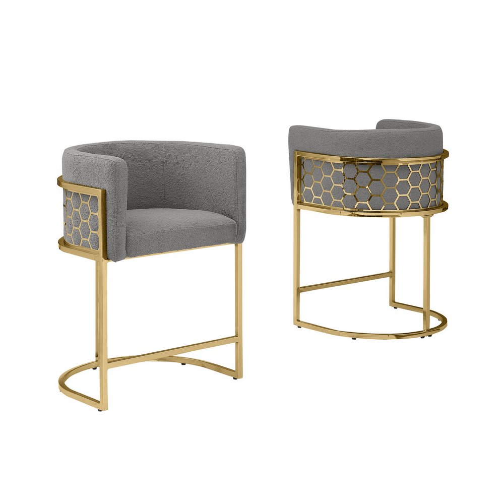 Dark Grey With Gold Barstool, Set Of One. Picture 1