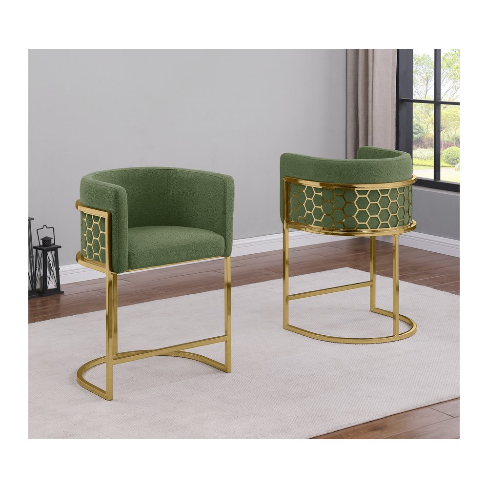 Green With Gold Barstool, Set Of One. Picture 4