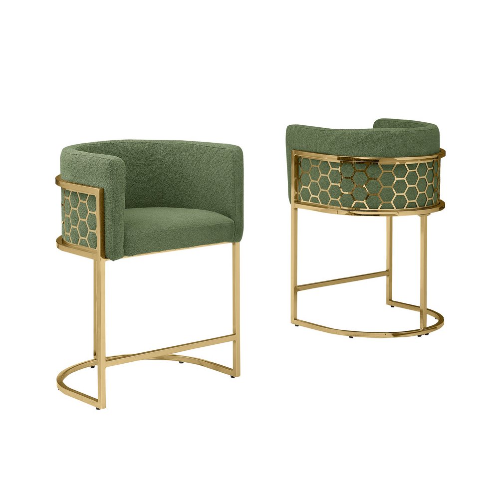 Green With Gold Barstool, Set Of One. Picture 1