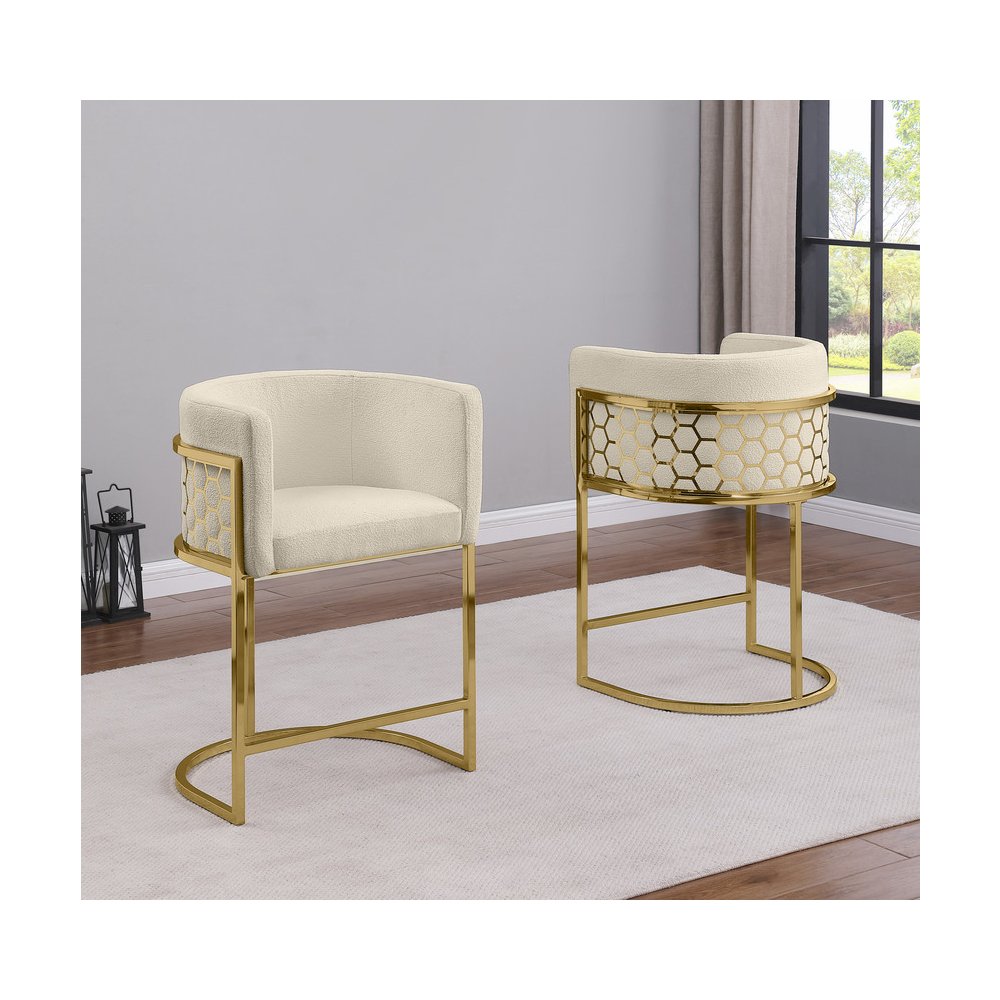 Cream With Gold Barstool, Set Of One. Picture 4