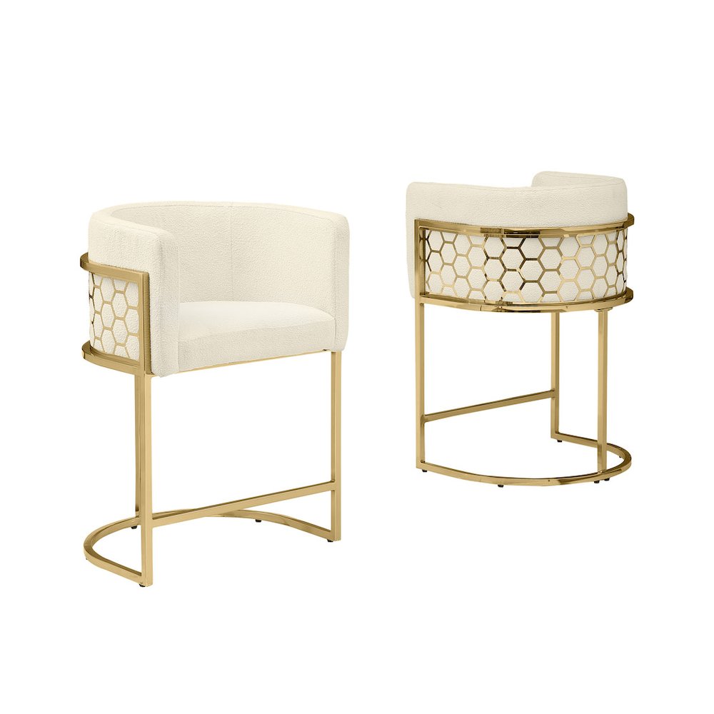 Cream With Gold Barstool, Set Of One. Picture 1