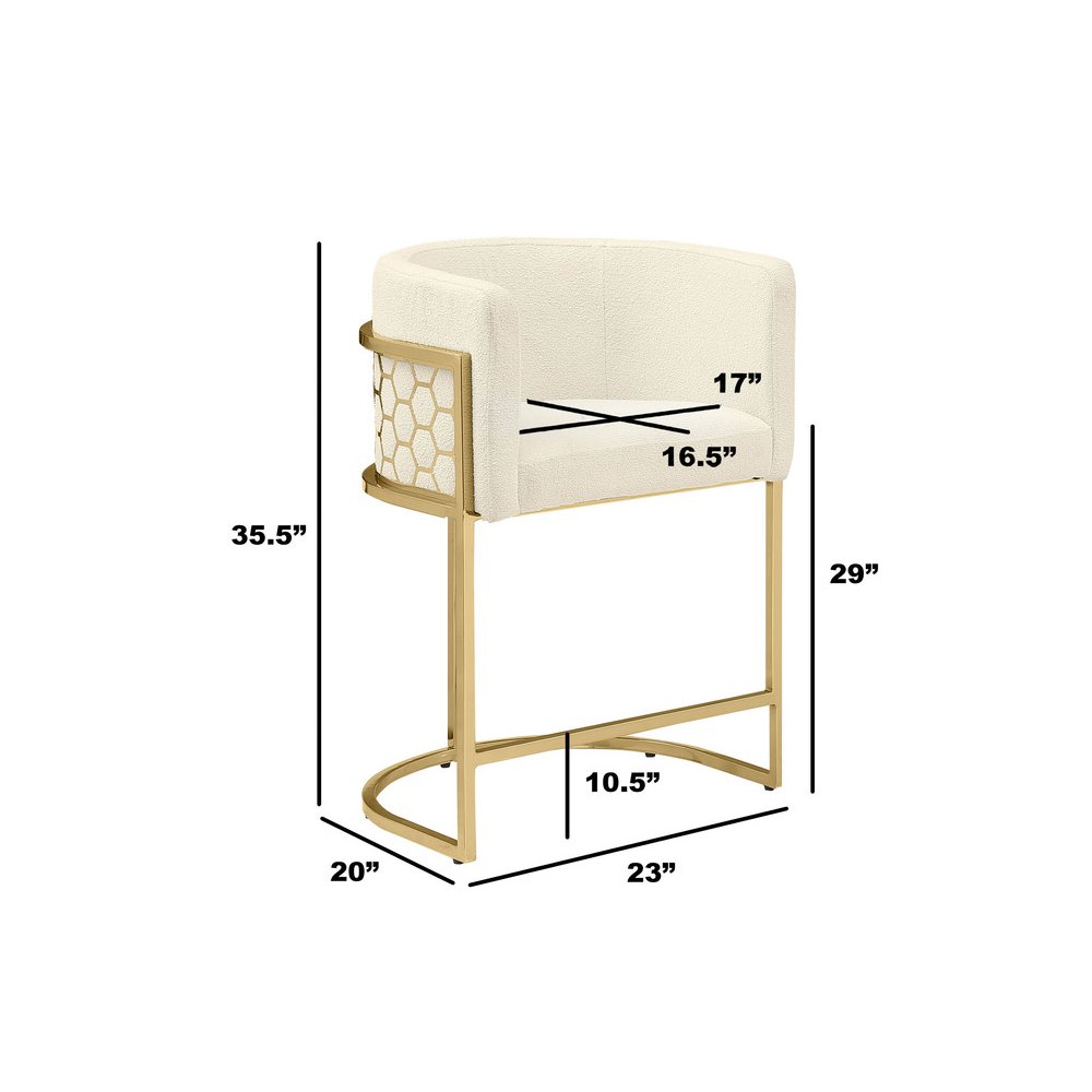 Cream With Gold Barstool, Set Of One. Picture 3