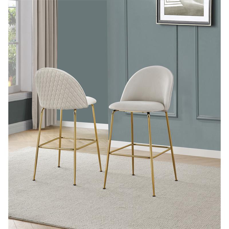 Cream barstool with a gold base. Picture 2