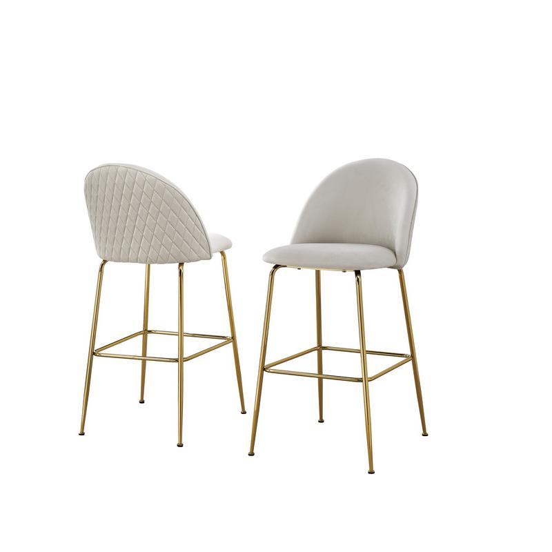 Cream barstool with a gold base. Picture 1