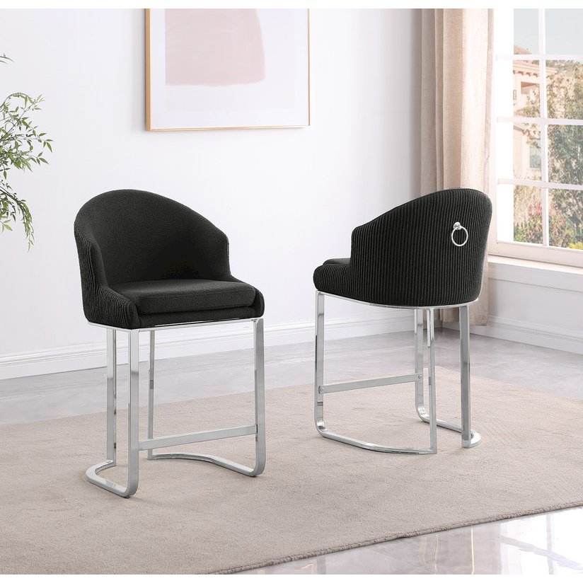 Best Quality Furniture Black With Silver Barstool, Set Of Two. Picture 2