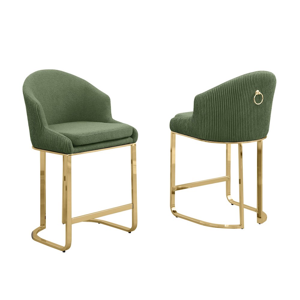 Best Quality Furniture Green With Gold Barstool, Set Of Two. Picture 1