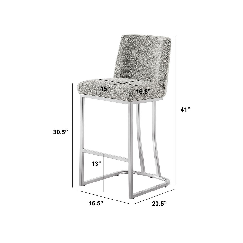 Rich Gray With Silver Base Barstools, Set Of 1. Picture 3