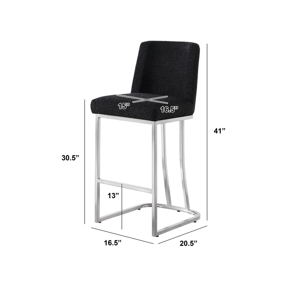 Black With Silver Base Barstools, Set Of 2. Picture 3