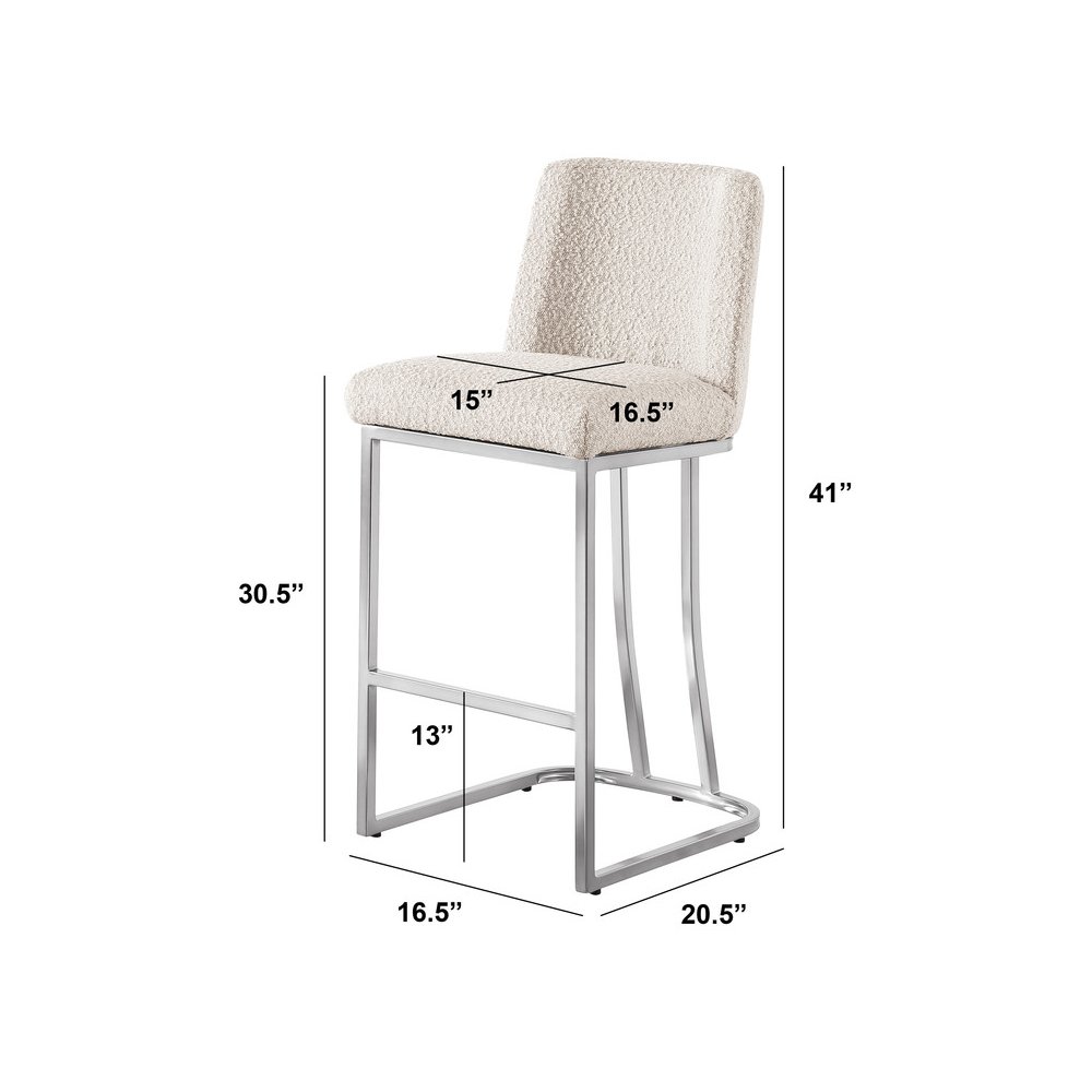 Cream With Silver Base Barstools, Set Of 2. Picture 3