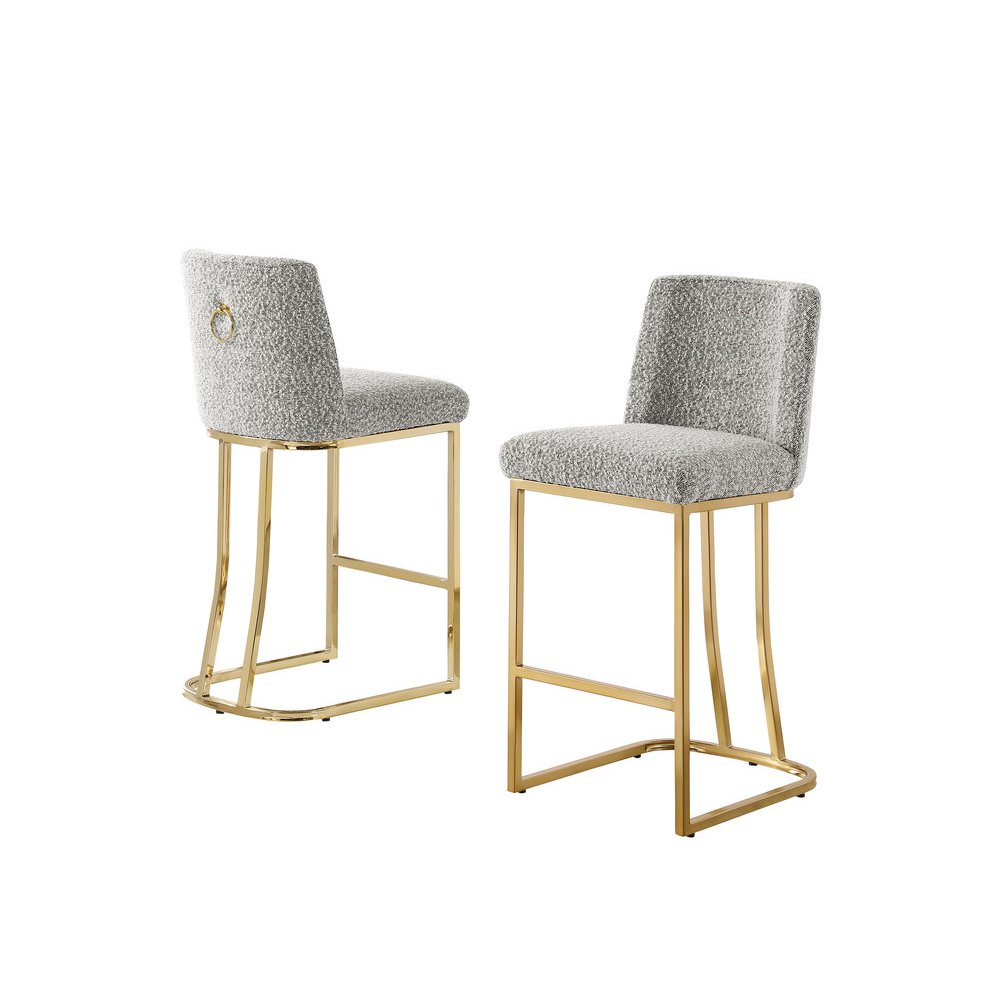Rich Gray With Gold Base Barstools, Set Of 2. Picture 1