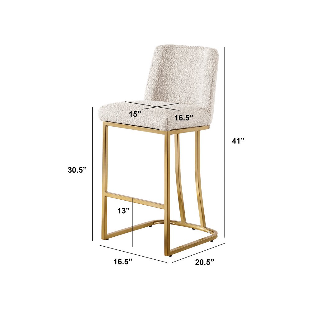 Cream With Gold Base Barstools, Set Of 2. Picture 3