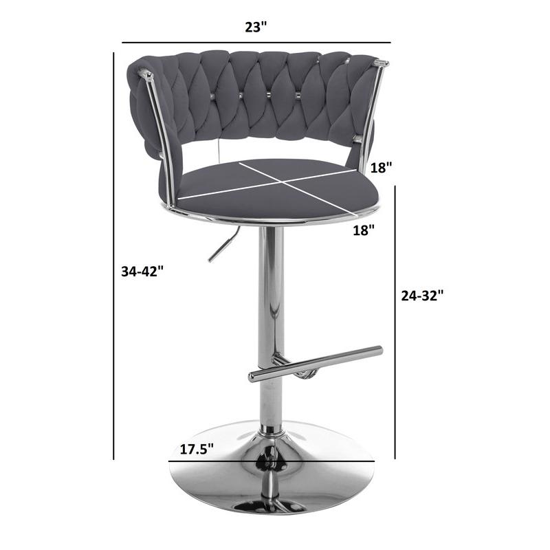 Dark gray adjustable barstool with silver color base (SET OF 2). Picture 2