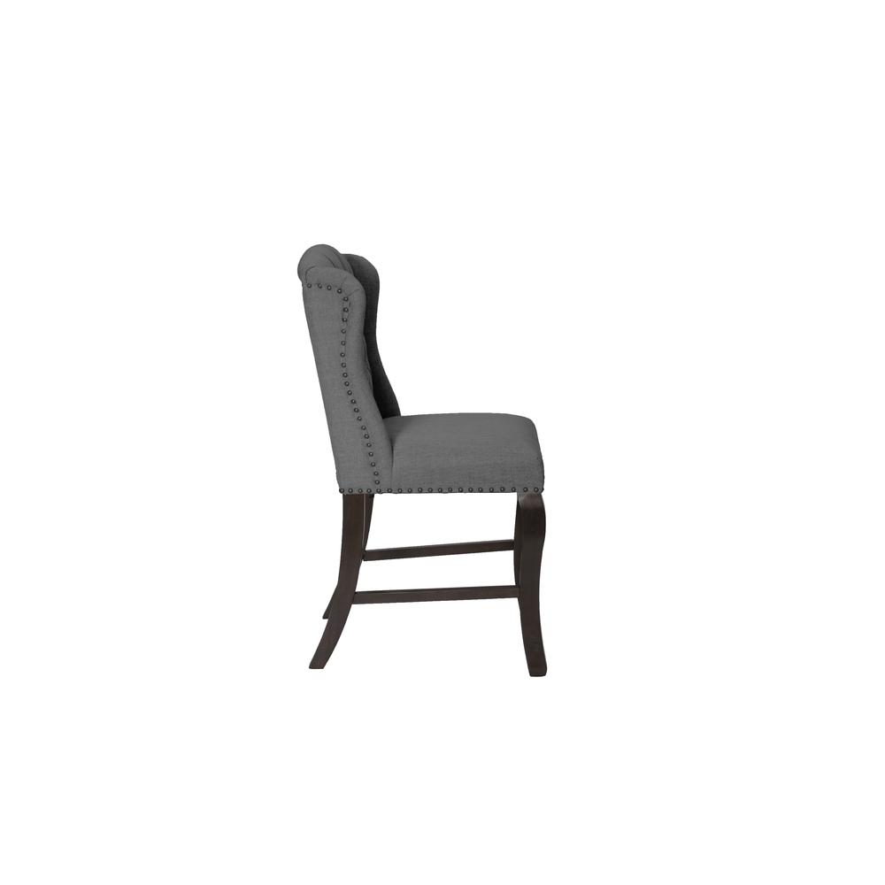 Counter Height Upholstered Side Chairs with Tufted Buttons and Nailhead Trim. Picture 4
