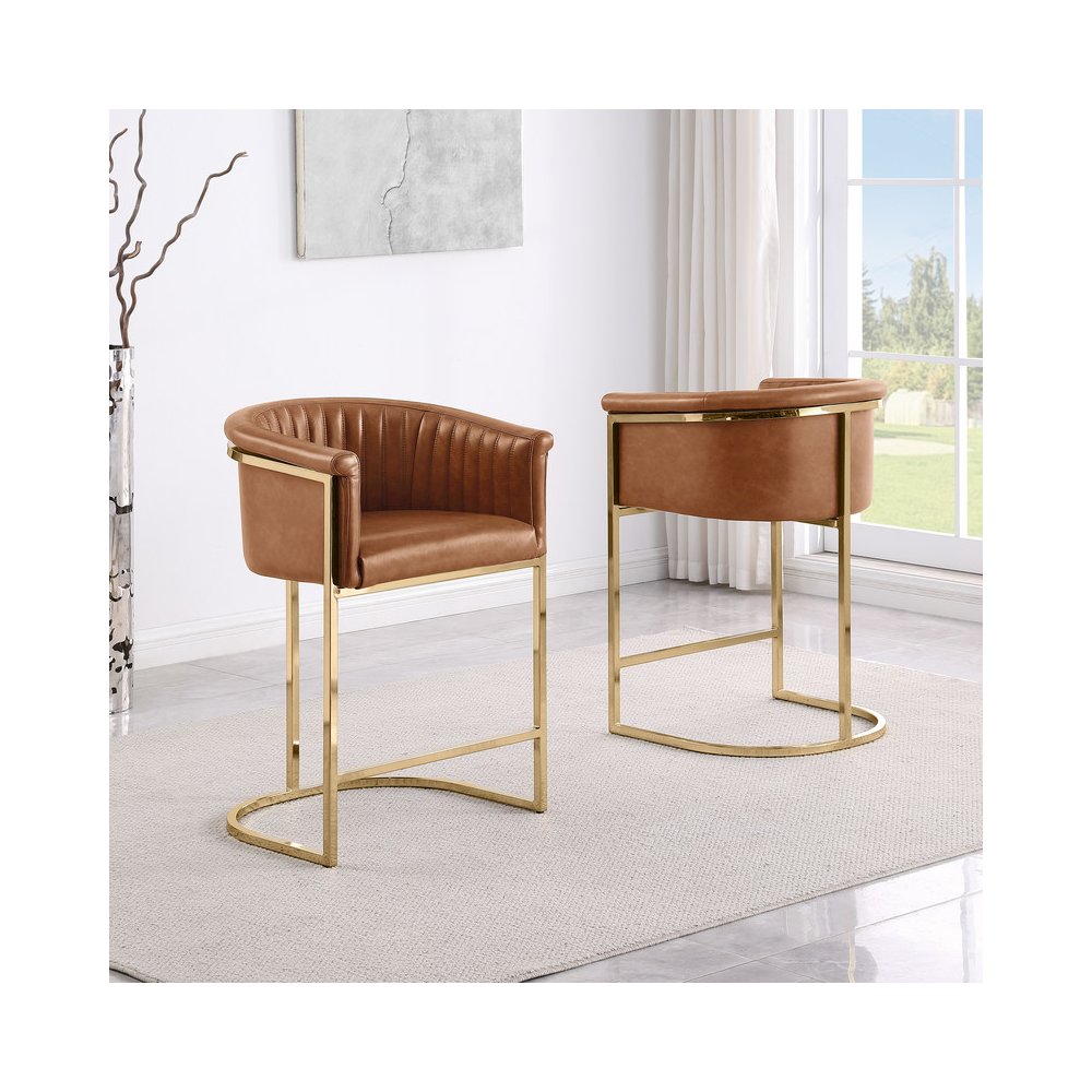 Leaather-Aire Counterheights 24" with Gold Chrome (Set of 2). Picture 3