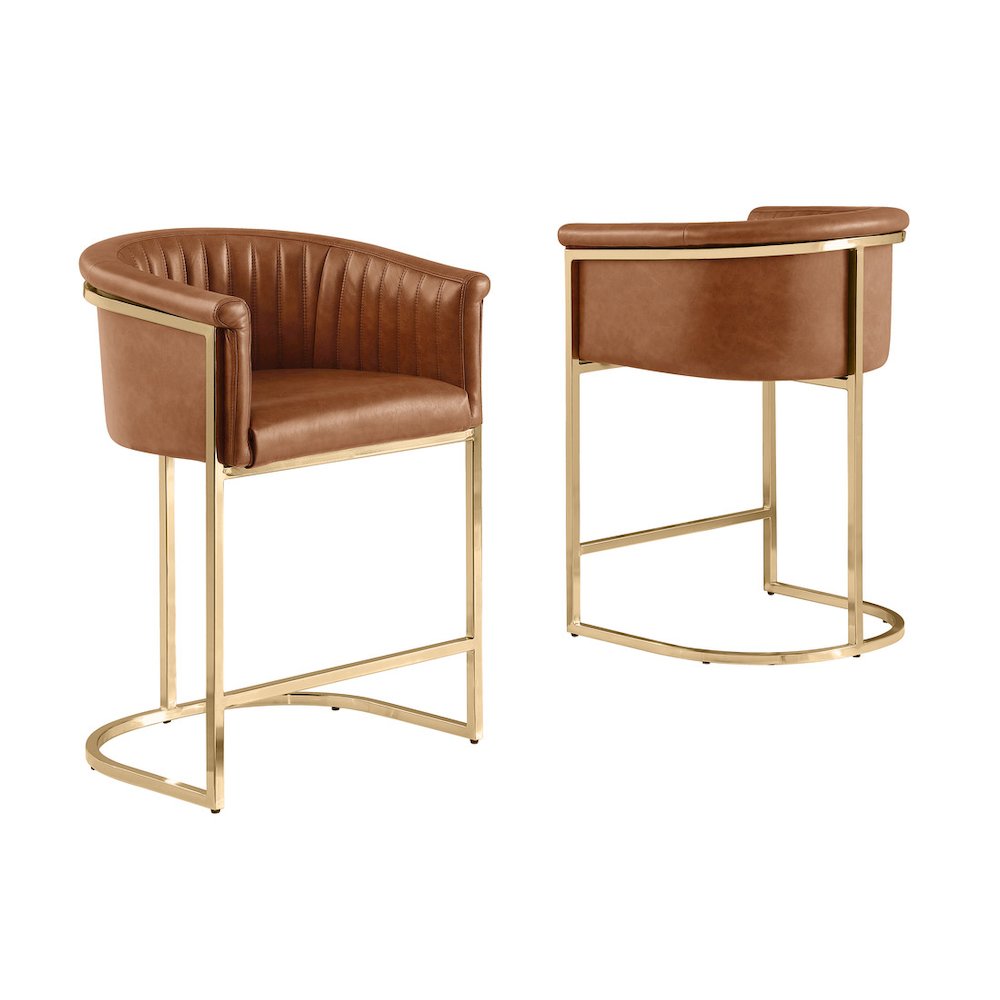Leaather-Aire Counterheights 24" with Gold Chrome (Set of 2). Picture 1