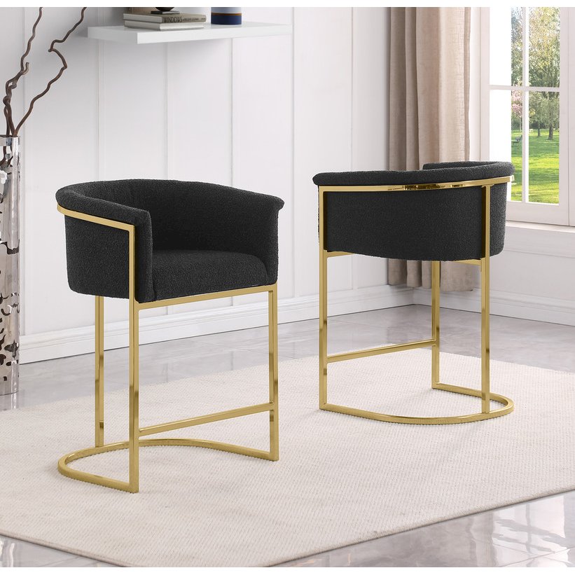 Best Quality teddy Boucle in black counter height chair - Set of 2. Picture 4