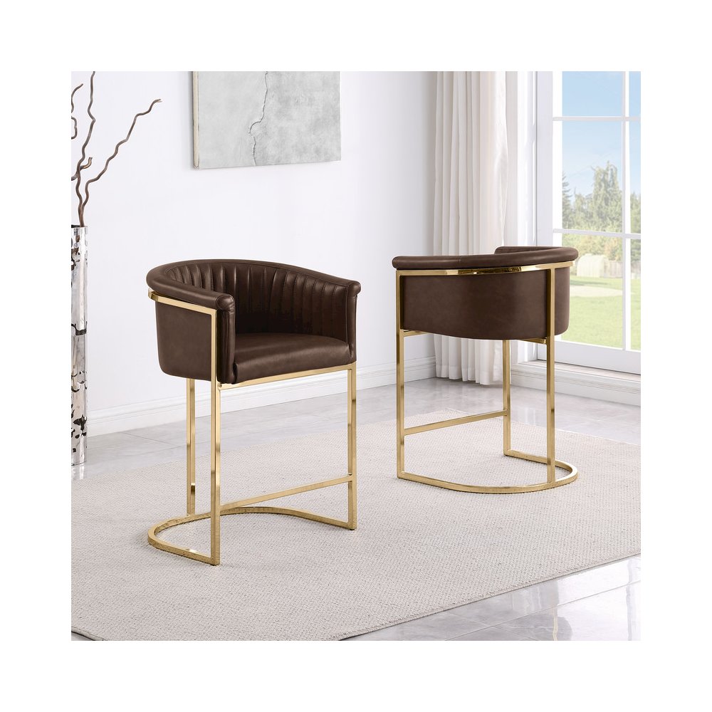 Leaather-Aire Counterheights 24" with Gold Chrome (Set of 2). Picture 3