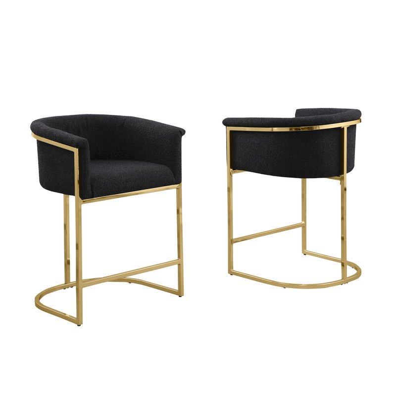 Best Quality teddy Boucle in black counter height chair - Set of 2. Picture 1