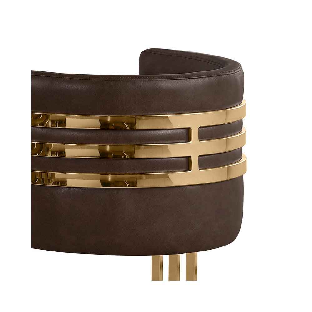 Leaather-Aire Espresso Counterheights 24" with Gold Chrome (Set of 2). Picture 2
