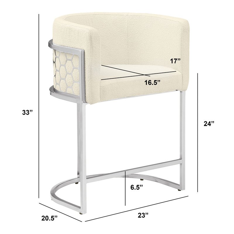 Honeycomb back barrel chair in Cream with silver base, Set of 2. Picture 2