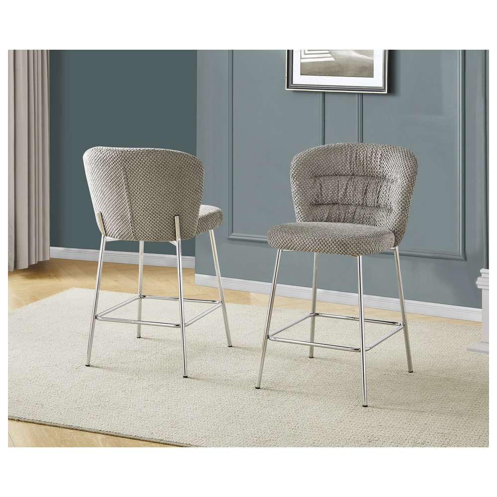 Gray With Chrome Base Counter-Height Chair, Set Of 2. Picture 2