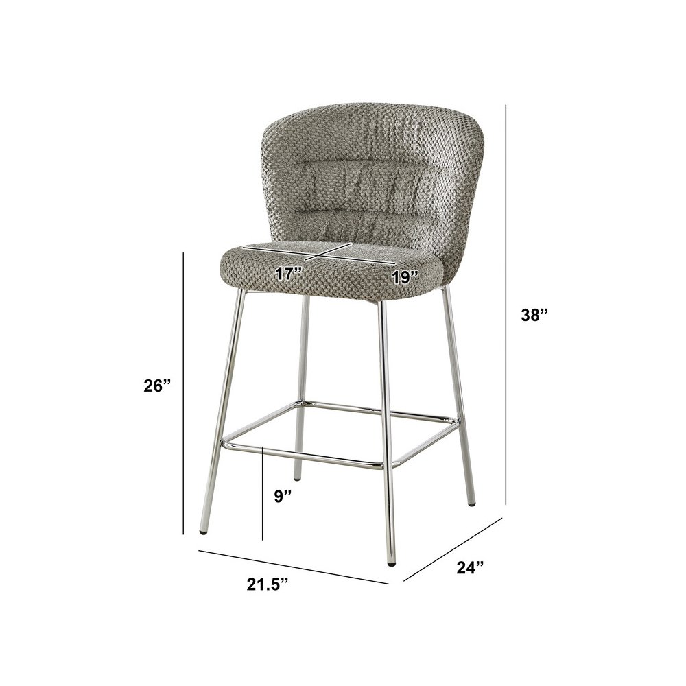 Gray With Chrome Base Counter-Height Chair, Set Of 2. Picture 3
