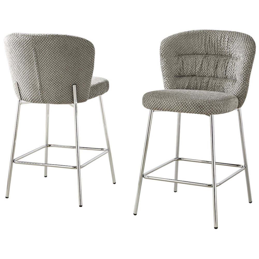 Gray With Chrome Base Counter-Height Chair, Set Of 2. Picture 1