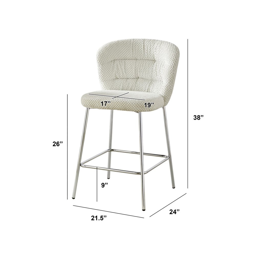 Cream With Chrome Base Counter-Height Chair, Set Of 2. Picture 3