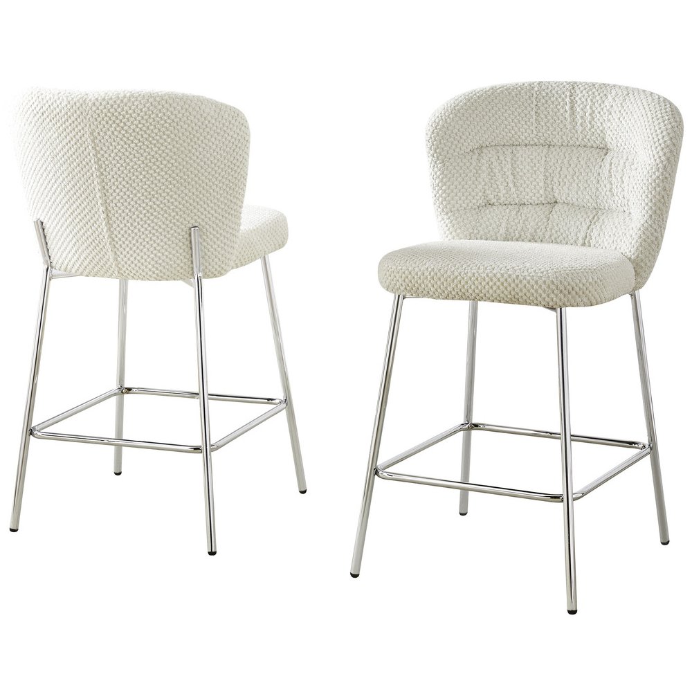 Cream With Chrome Base Counter-Height Chair, Set Of 2. Picture 1