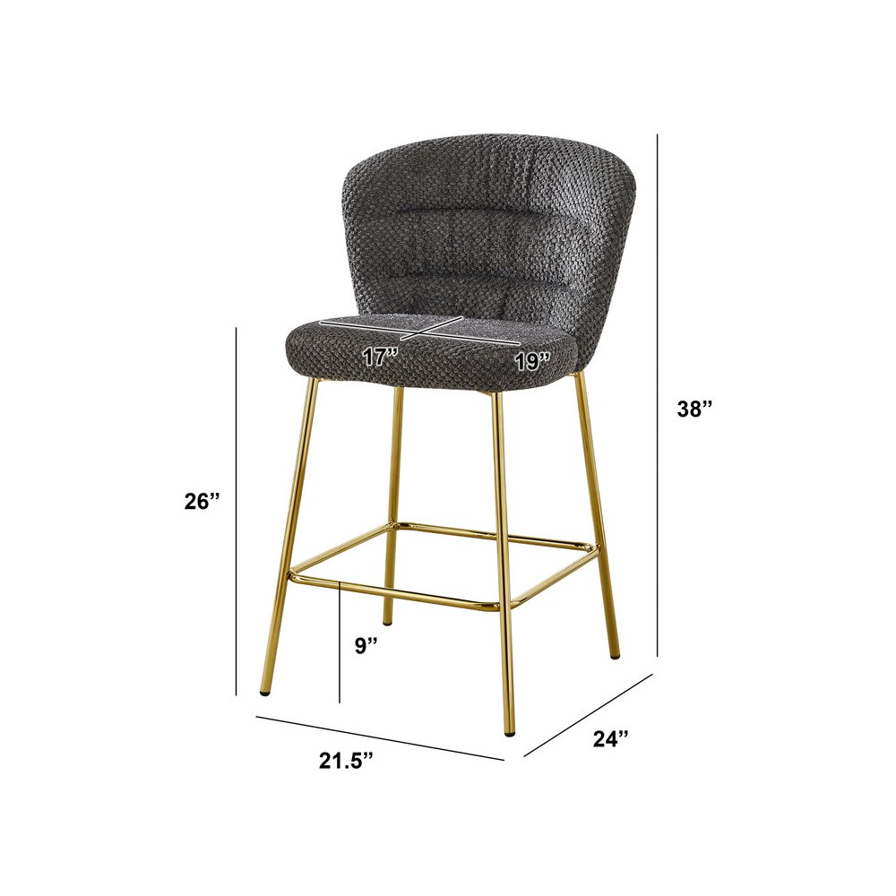 Dark Gray With Gold Base Counter-Height Chair, Set Of 2. Picture 3