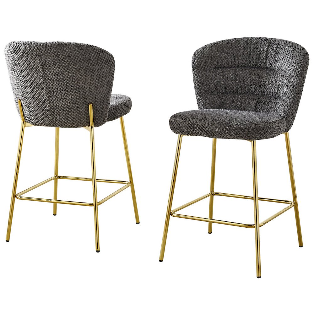 Dark Gray With Gold Base Counter-Height Chair, Set Of 2. Picture 1