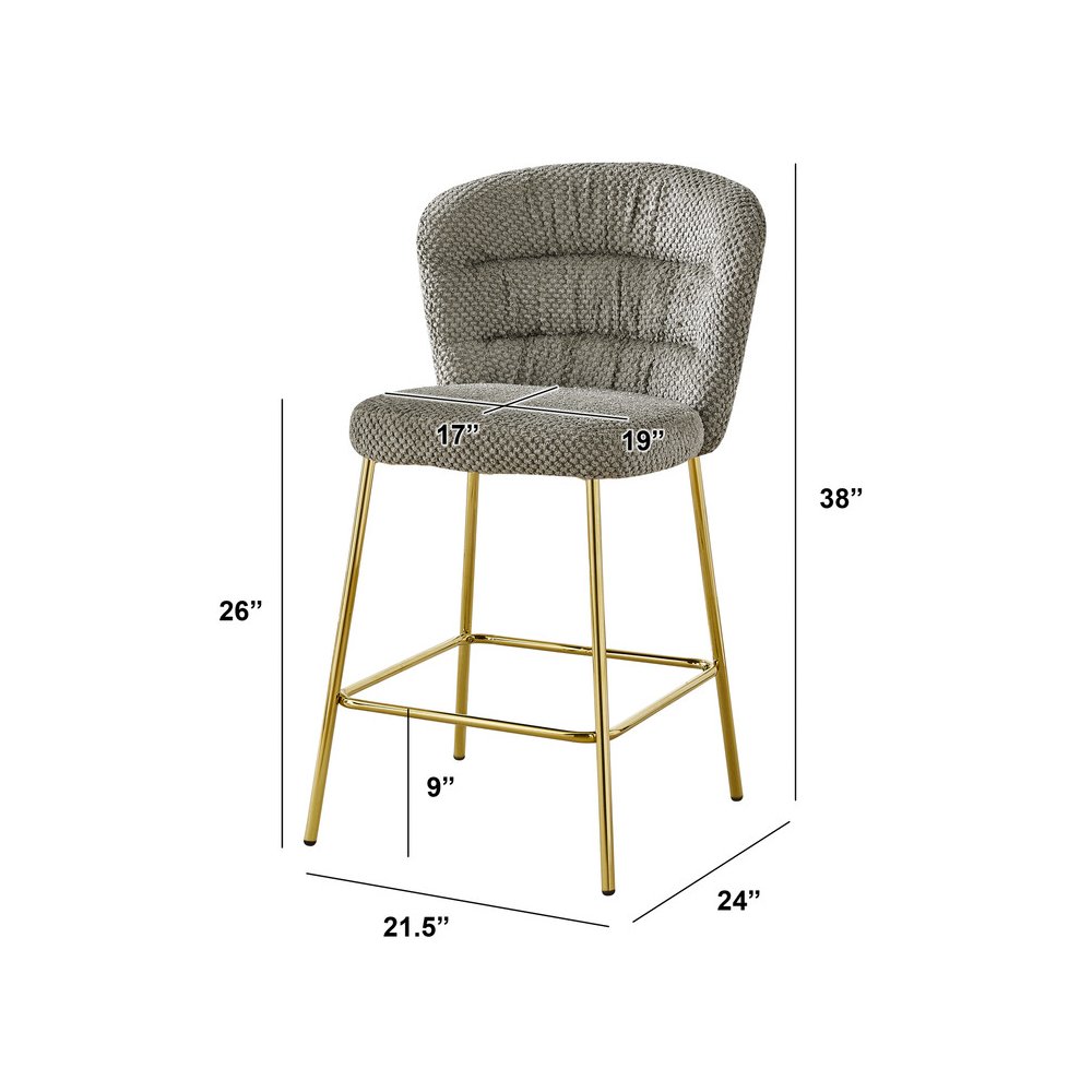 Gray With Gold Base Counter-Height Chair, Set Of 2. Picture 3