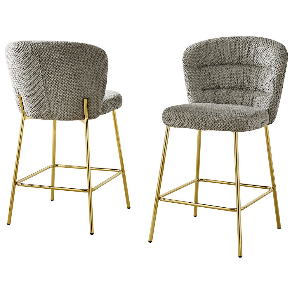 Gray With Gold Base Counter-Height Chair, Set Of 2. Picture 1