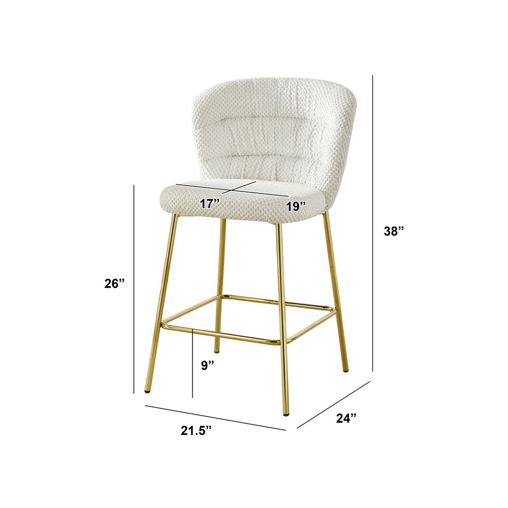 Cream With Gold Base Counter-Height Chairs, Set Of 2. Picture 3