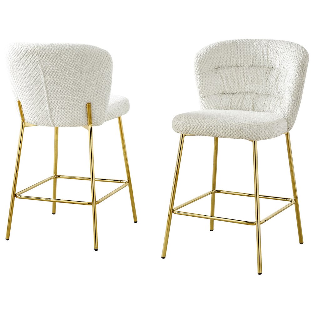 Cream With Gold Base Counter-Height Chairs, Set Of 2. Picture 1
