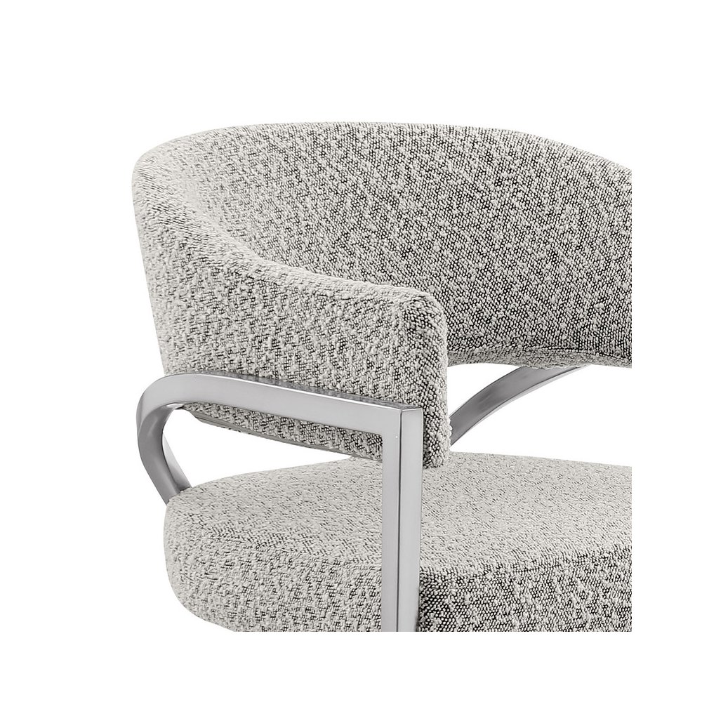 Rich Gray Boucle Fabric Counterheights with Gold Matte Chrome Base (Set of 2). Picture 2