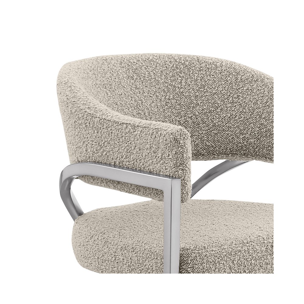Gray Boucle Fabric Counterheights with Gold Matte Chrome Base (Set of 2). Picture 2