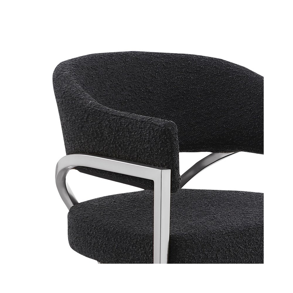 Black Boucle Fabric Counterheights with Gold Matte Chrome Base (Set of 2). Picture 2